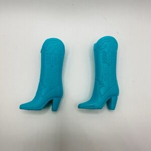 VTG Barbie Doll Shoes Cowboy Boots Teal Turquoise Aqua Western